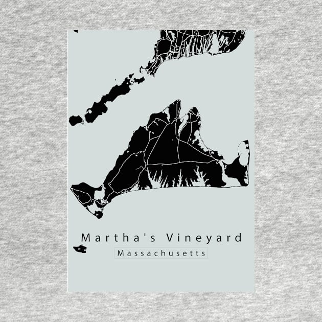 Marthas Vineyard Massachusetts City Map dark by Robin-Niemczyk